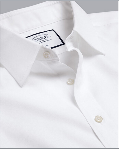 White Large Classic Collar Slim Fit Shirt in Egyptian Cotton